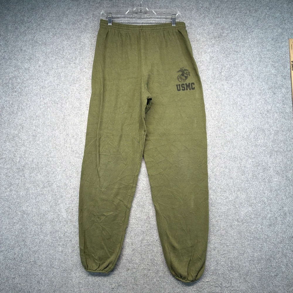 Vintage USMC Sweatpants Men Large Olive Green Tapered Marines